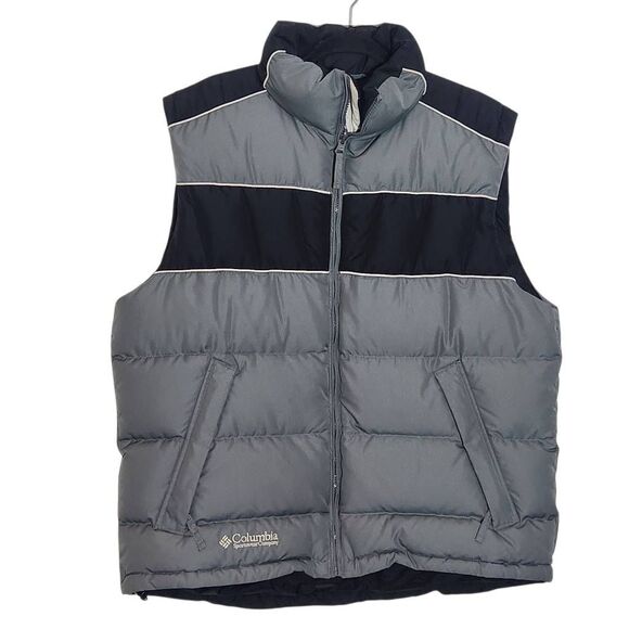 Columbia Gray Puffer Vest with Down Filling Size Large Men's Gray Winter Vest - Picture 1 of 9